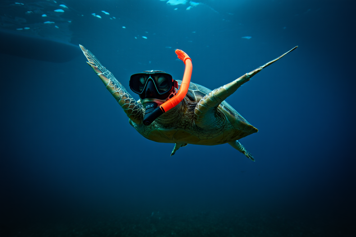 Snorkeler con muta in acque temperate