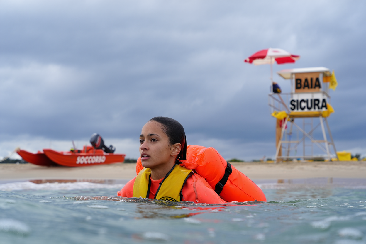 Nuotatori in muta equipaggiati con boa di segnalazione durante sessione invernale in mare aperto